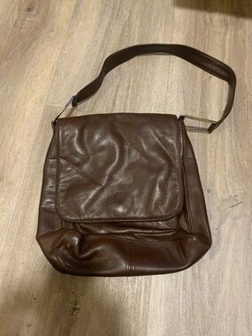 DKNY Brown Leather Crossbody Messenger Bag